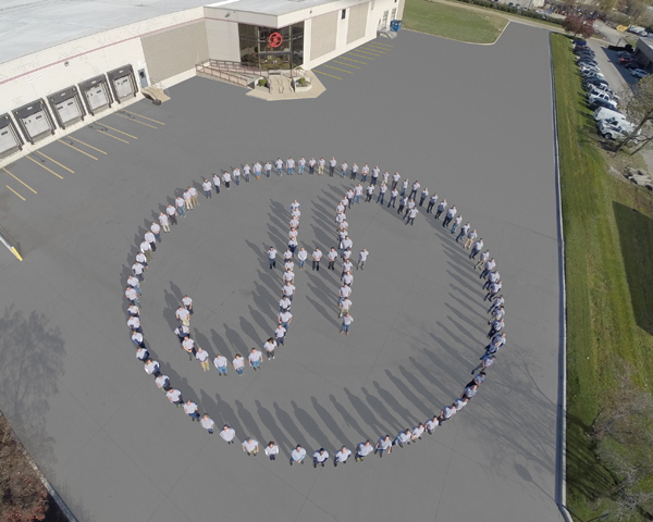 Employees as company logo drone imagery