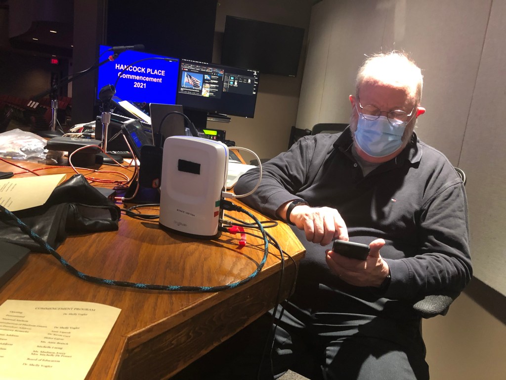 Setting up for a weekly webcast